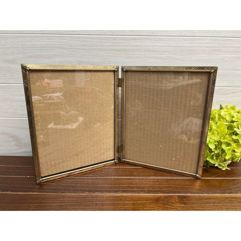 Vintage Brass Gold Filigree Double / Hinged 8”x10” Frames